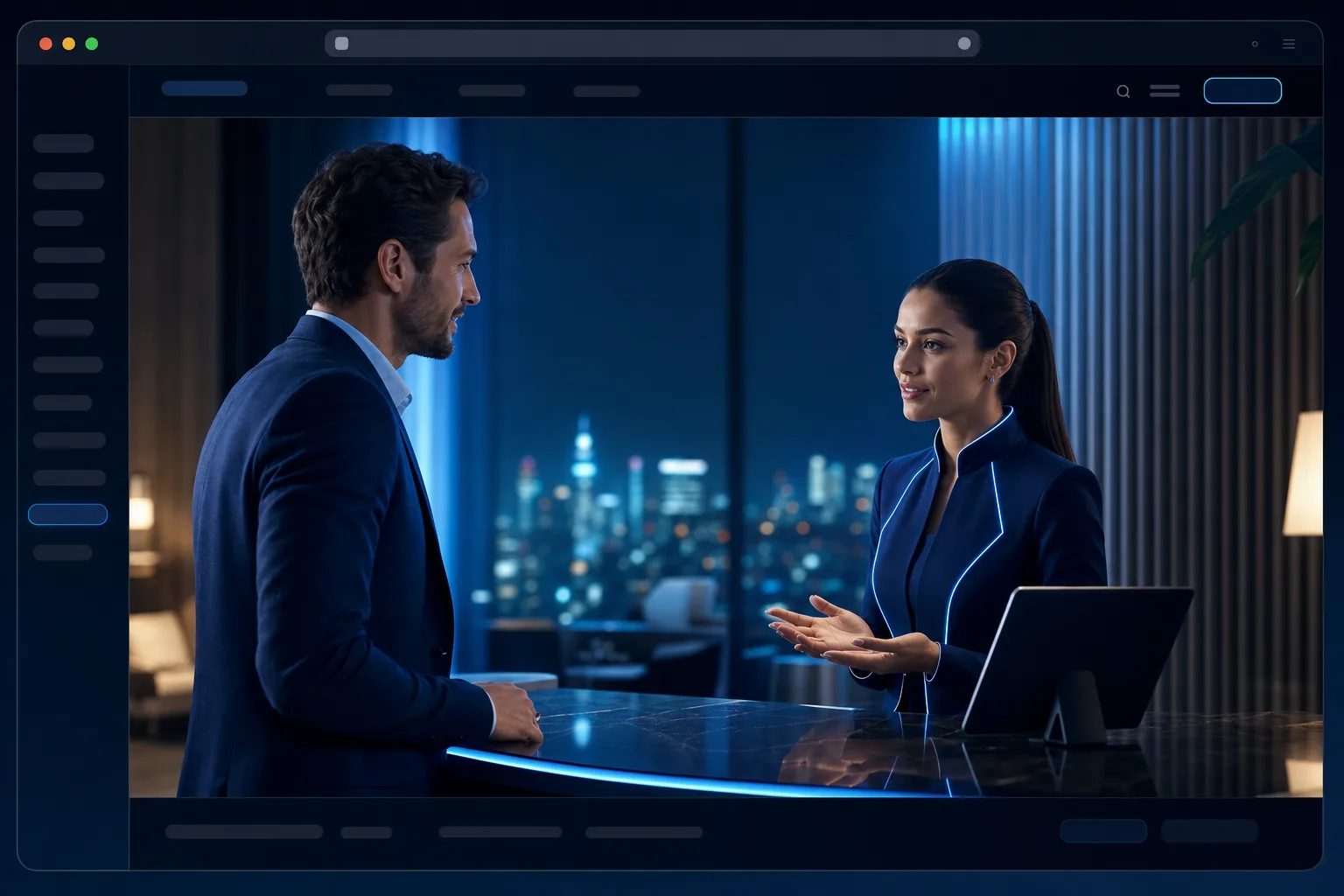 A visual AI concierge serving a business website visitor